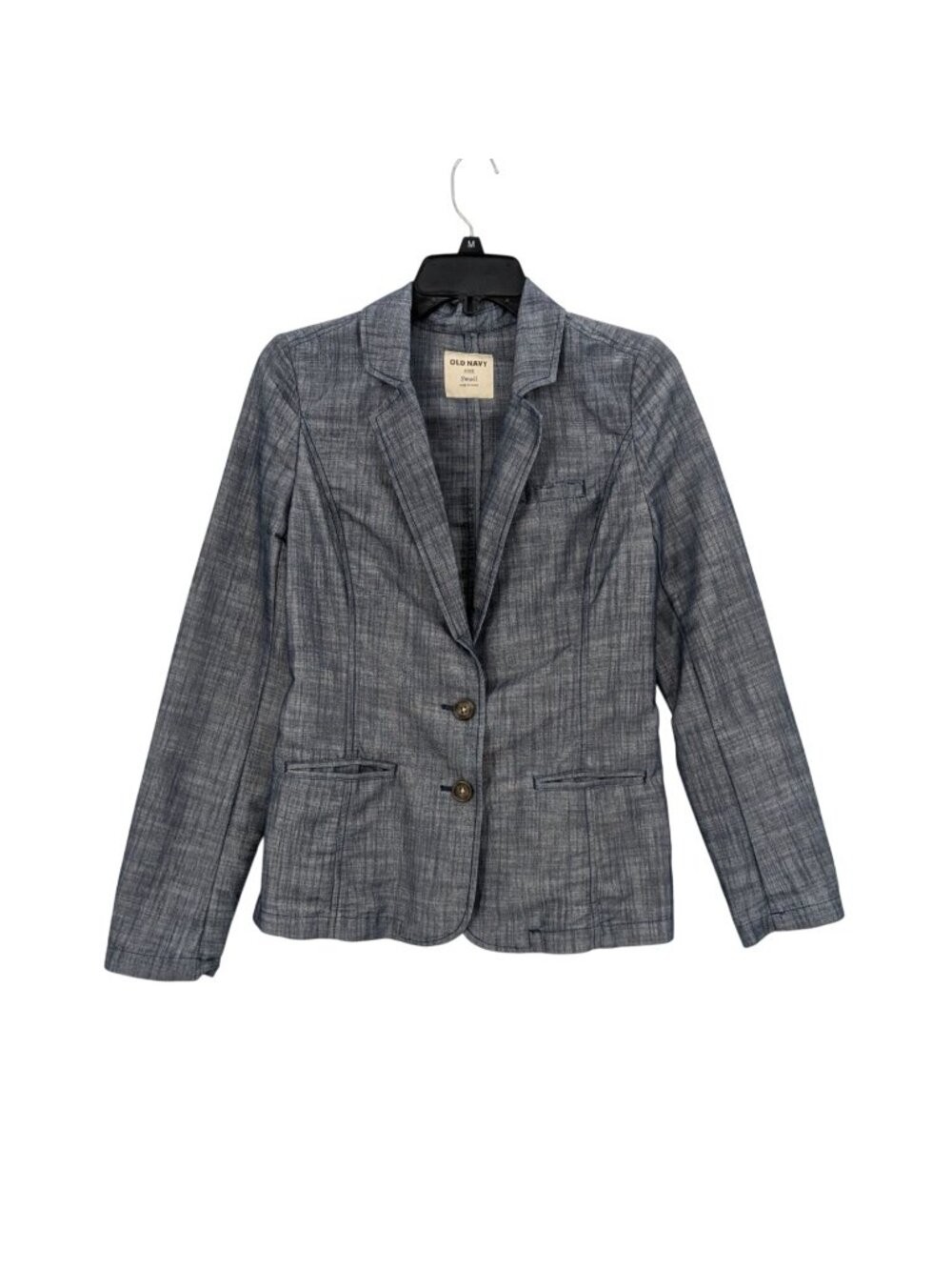 Old Navy Chambray Blazer Tailored Structured Minimalist Office Business Small